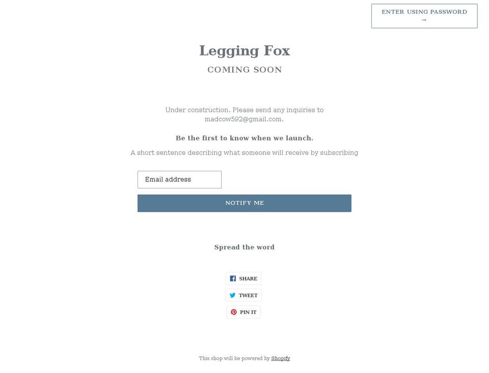leggingfox.com shopify website screenshot