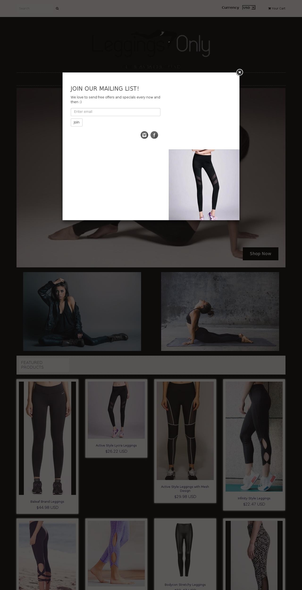 leggings-only.com shopify website screenshot