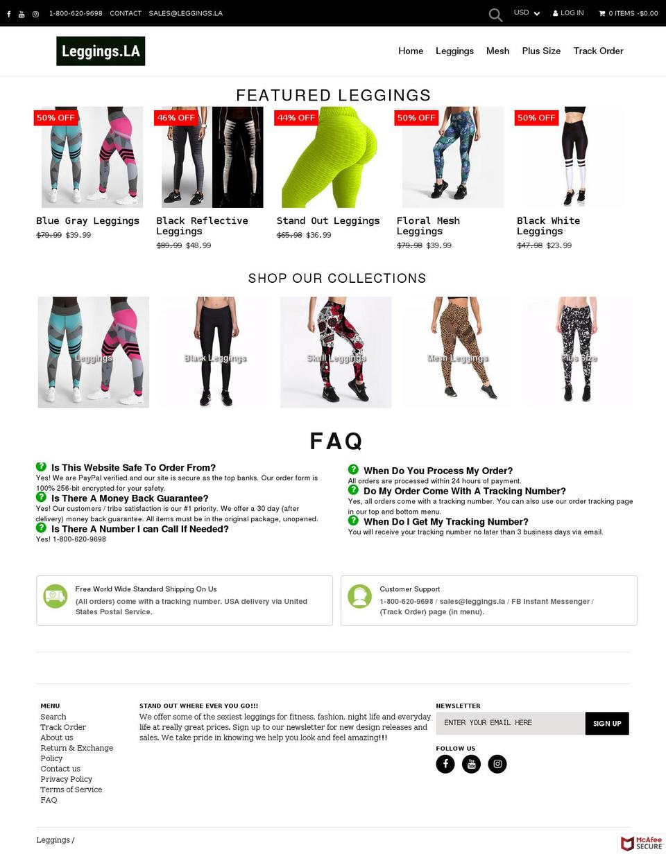 leggings.la shopify website screenshot