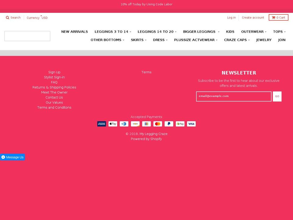 leggingsbyshelly.com — Shopify storefront screenshot