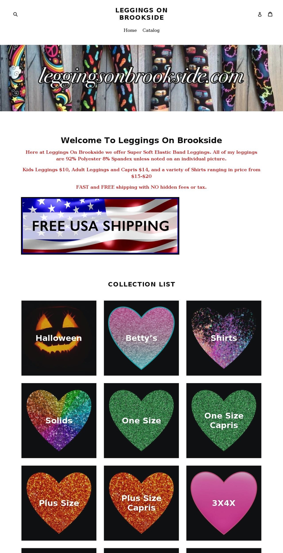 leggingsonbrookside.com — Shopify storefront screenshot