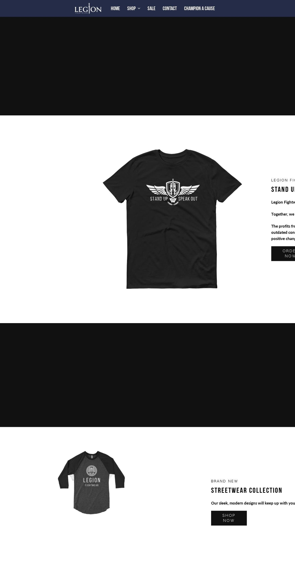 legionfightwear.com — Shopify storefront screenshot