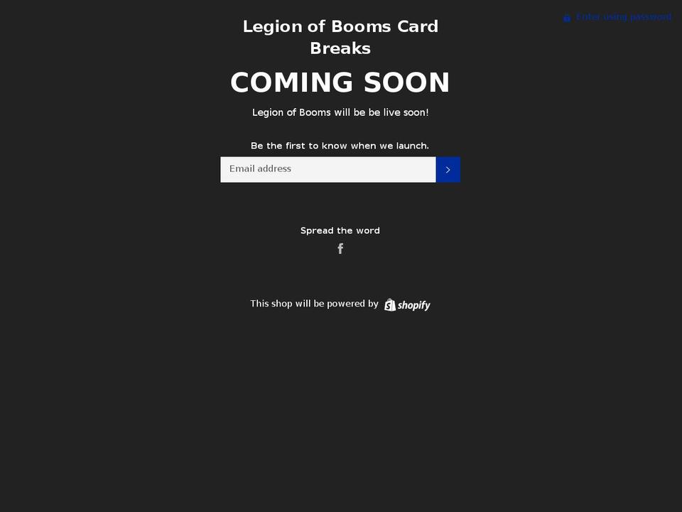 legionofbooms.com shopify website screenshot