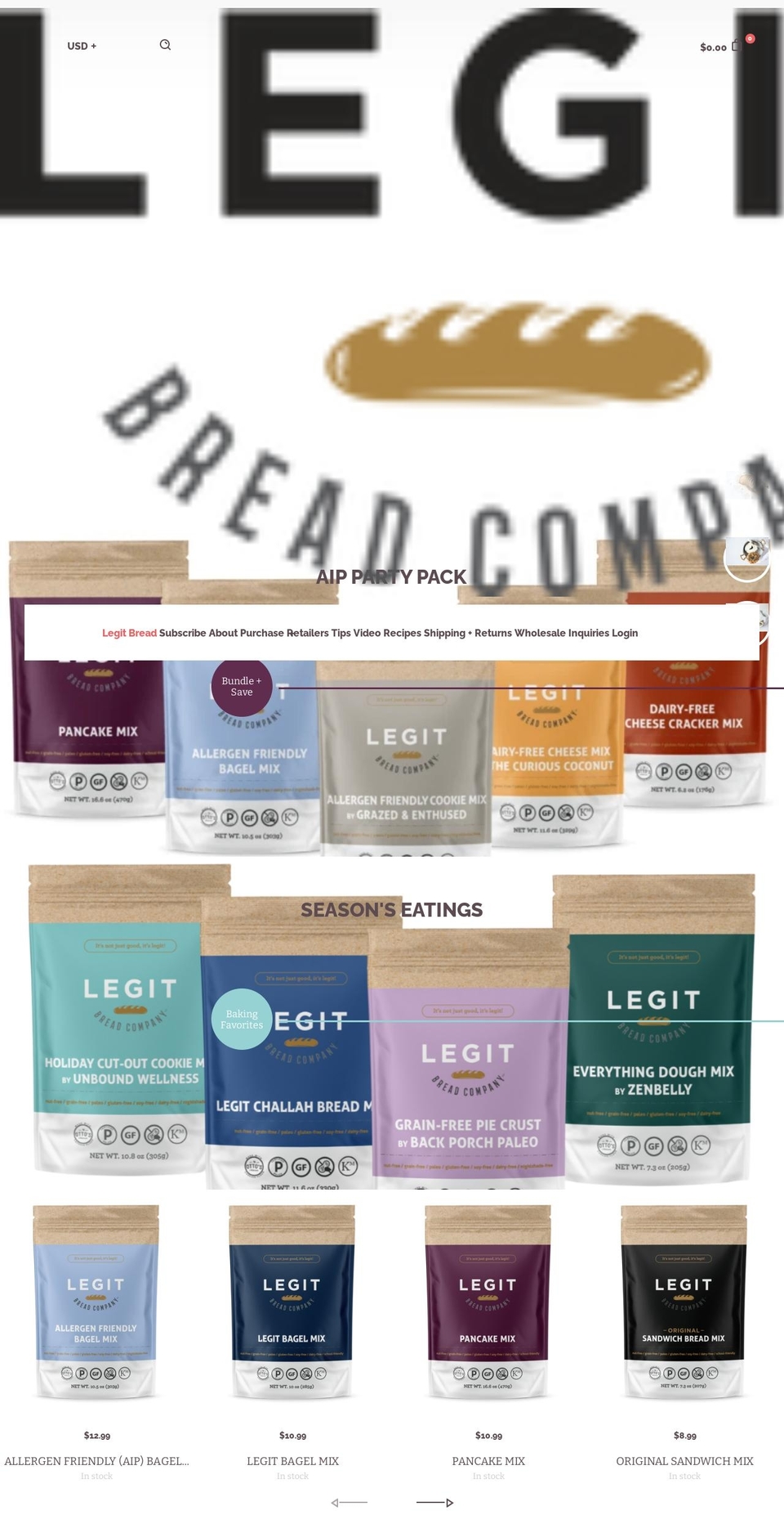 legitbreadcompany.com shopify website screenshot