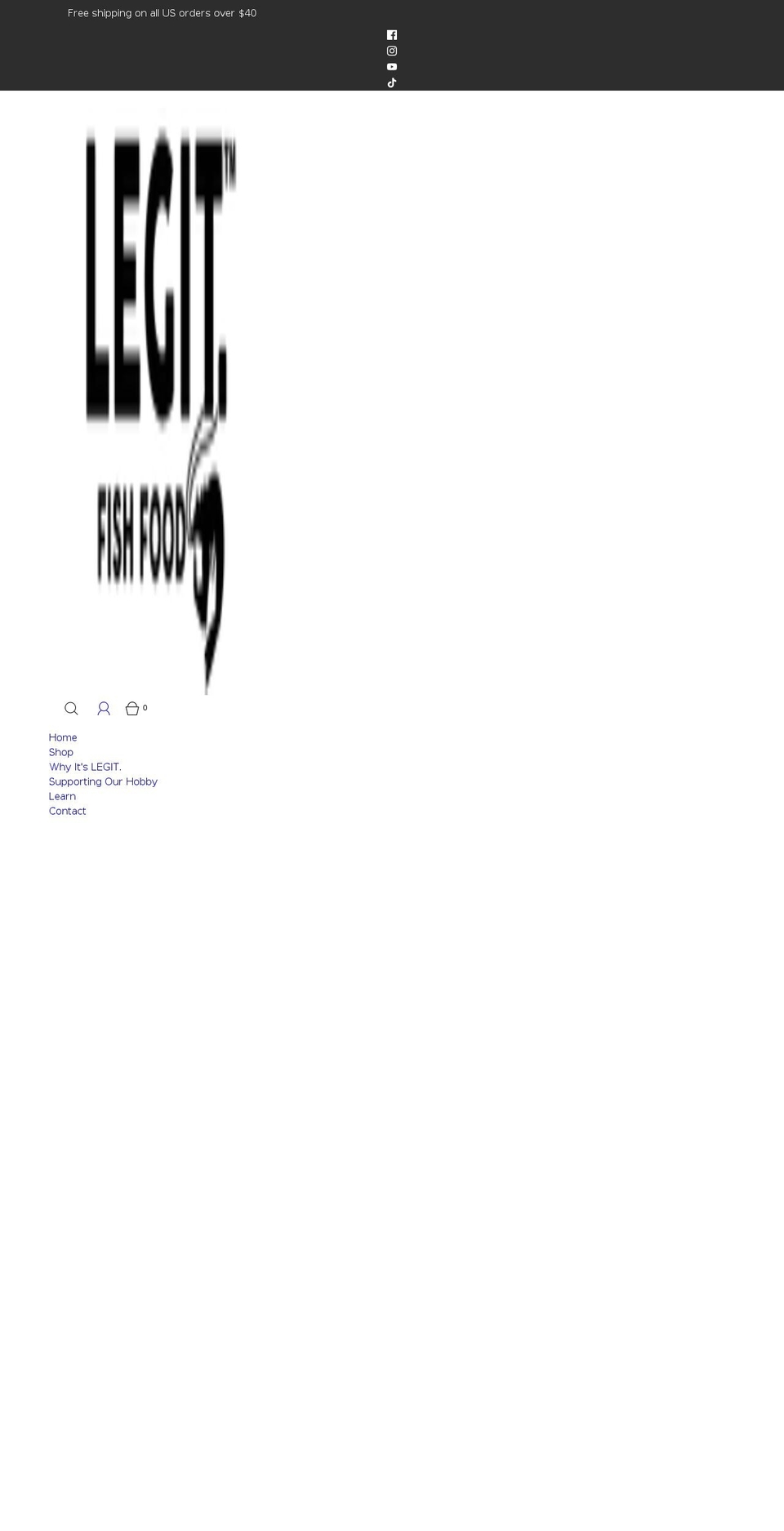 legitfishfood.com shopify website screenshot