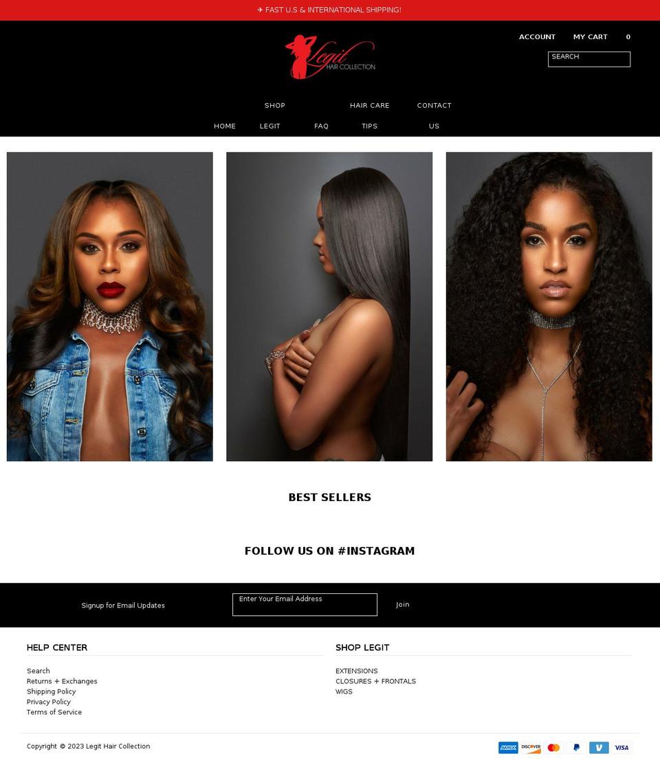 legithaircollection.com — Shopify storefront screenshot