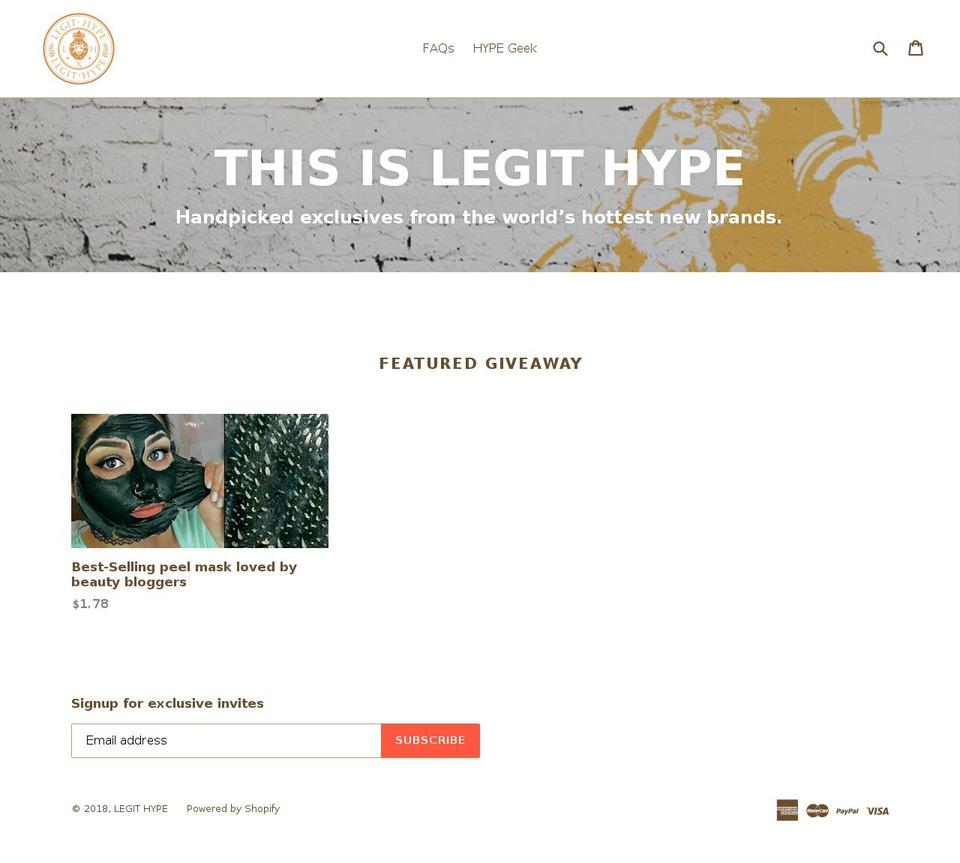 legithype.com — Shopify storefront screenshot