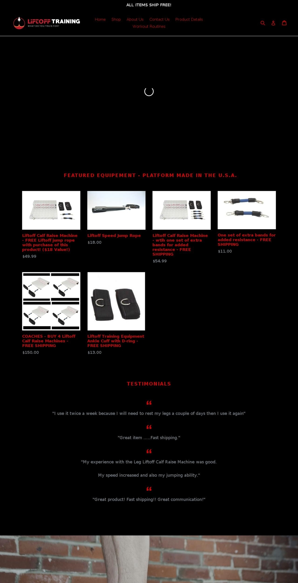legliftoff.com shopify website screenshot