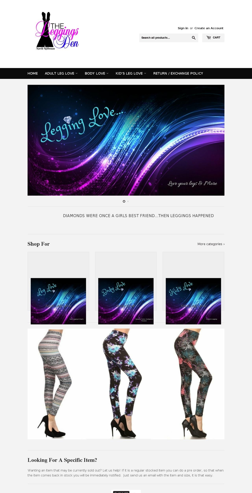 leglove.ca shopify website screenshot
