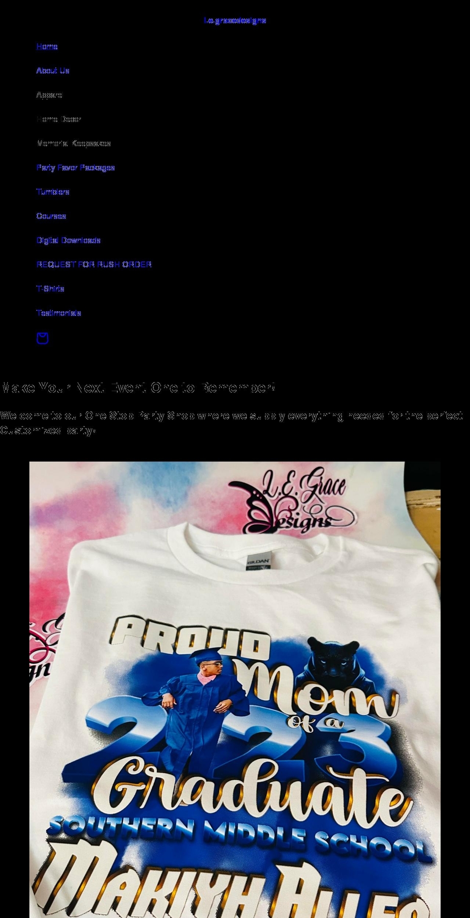 legracedesigns.com shopify website screenshot