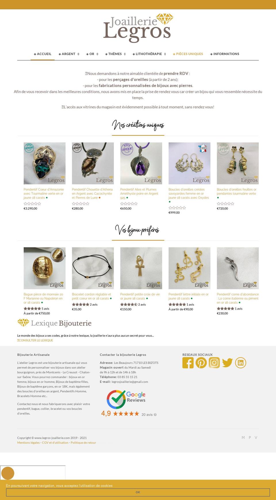 legros-joaillerie.com shopify website screenshot