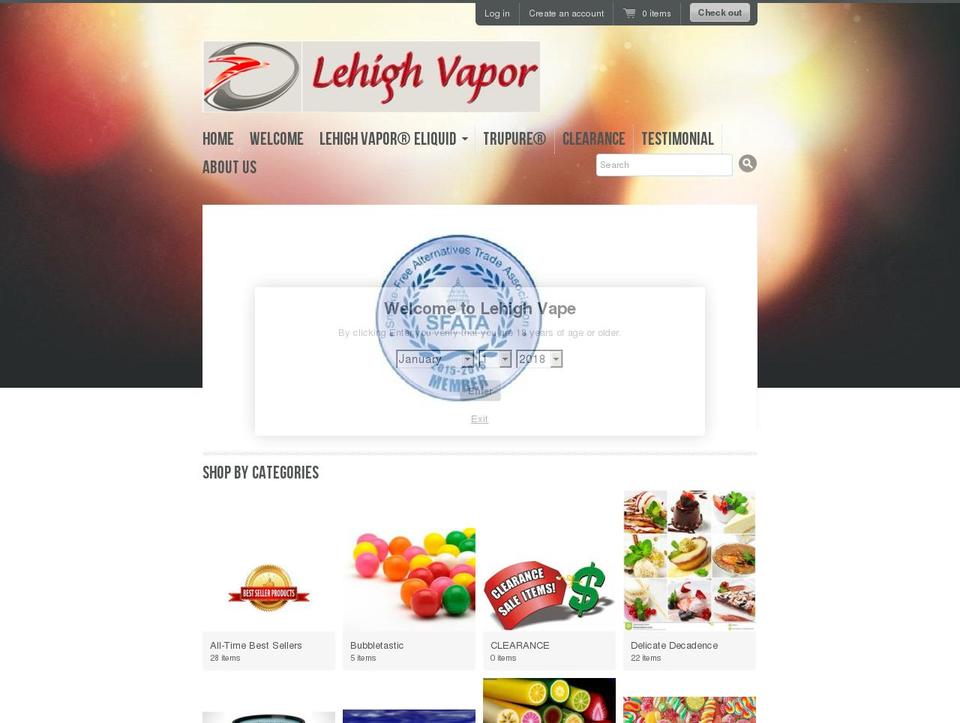 lehighvape.org shopify website screenshot