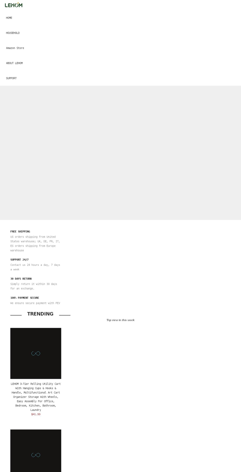 lehomlife.com shopify website screenshot