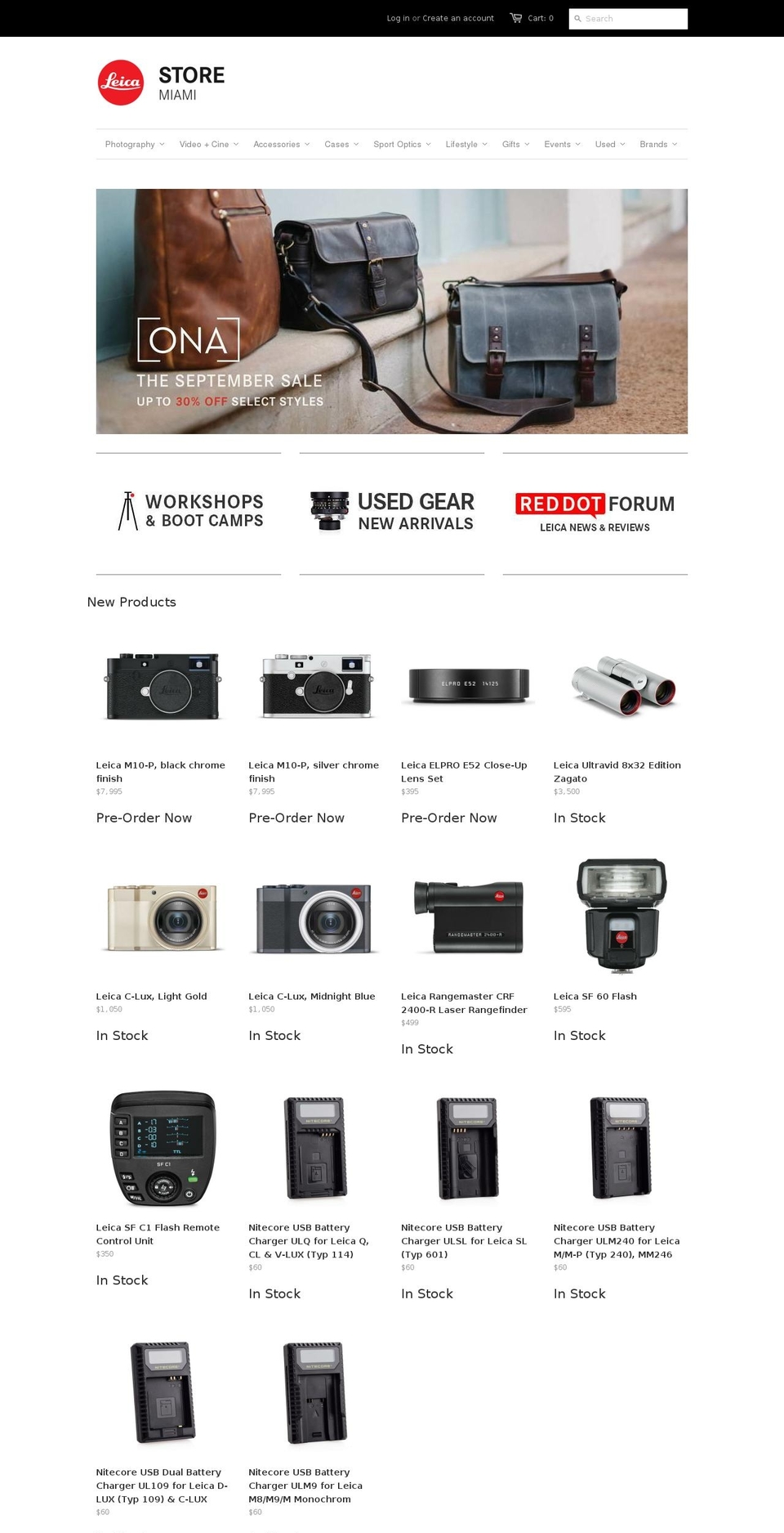 leicamiami.com — Shopify storefront screenshot