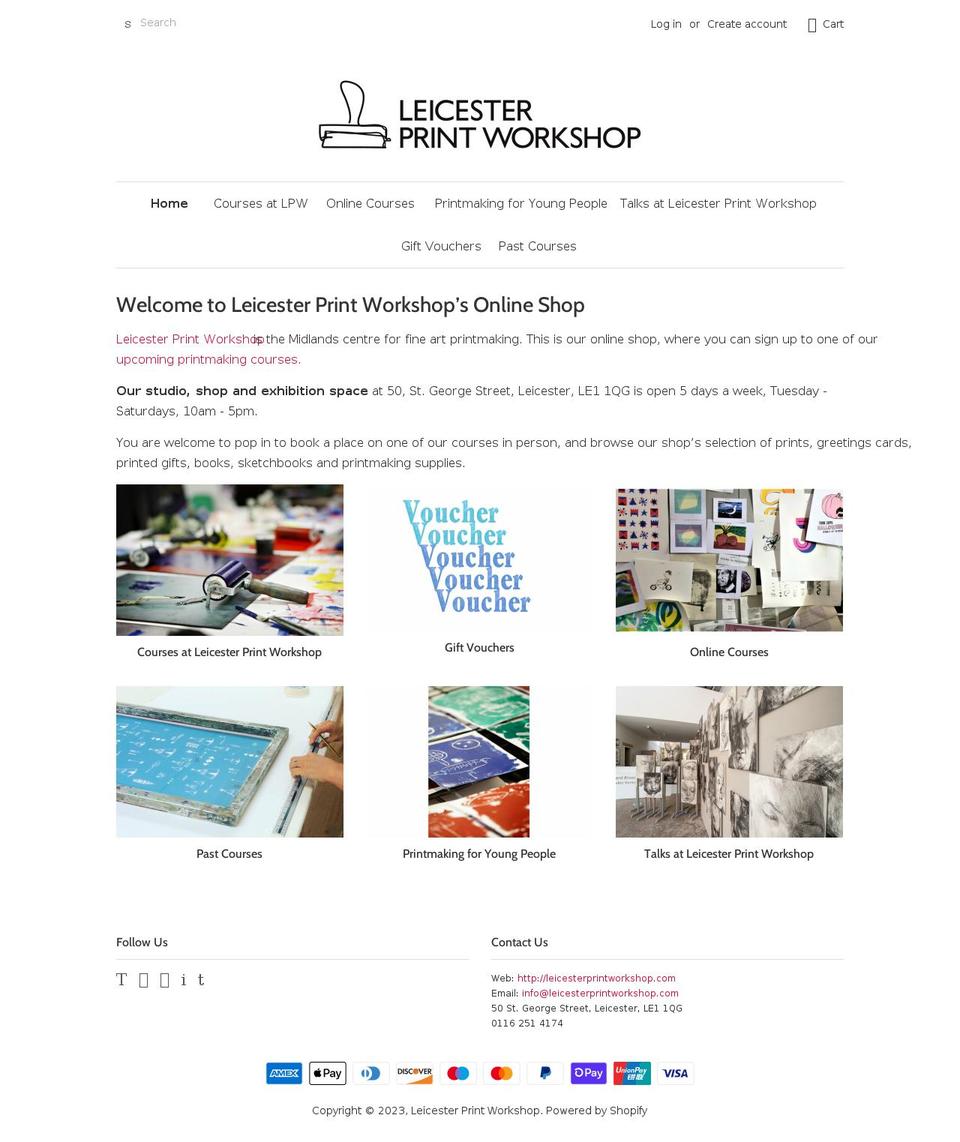 leicester-print-workshop.myshopify.com shopify website screenshot