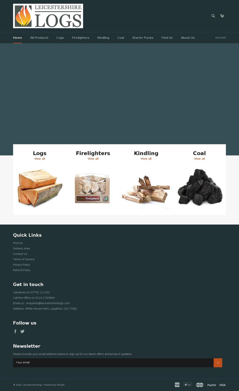 leicestershirelogs.com shopify website screenshot