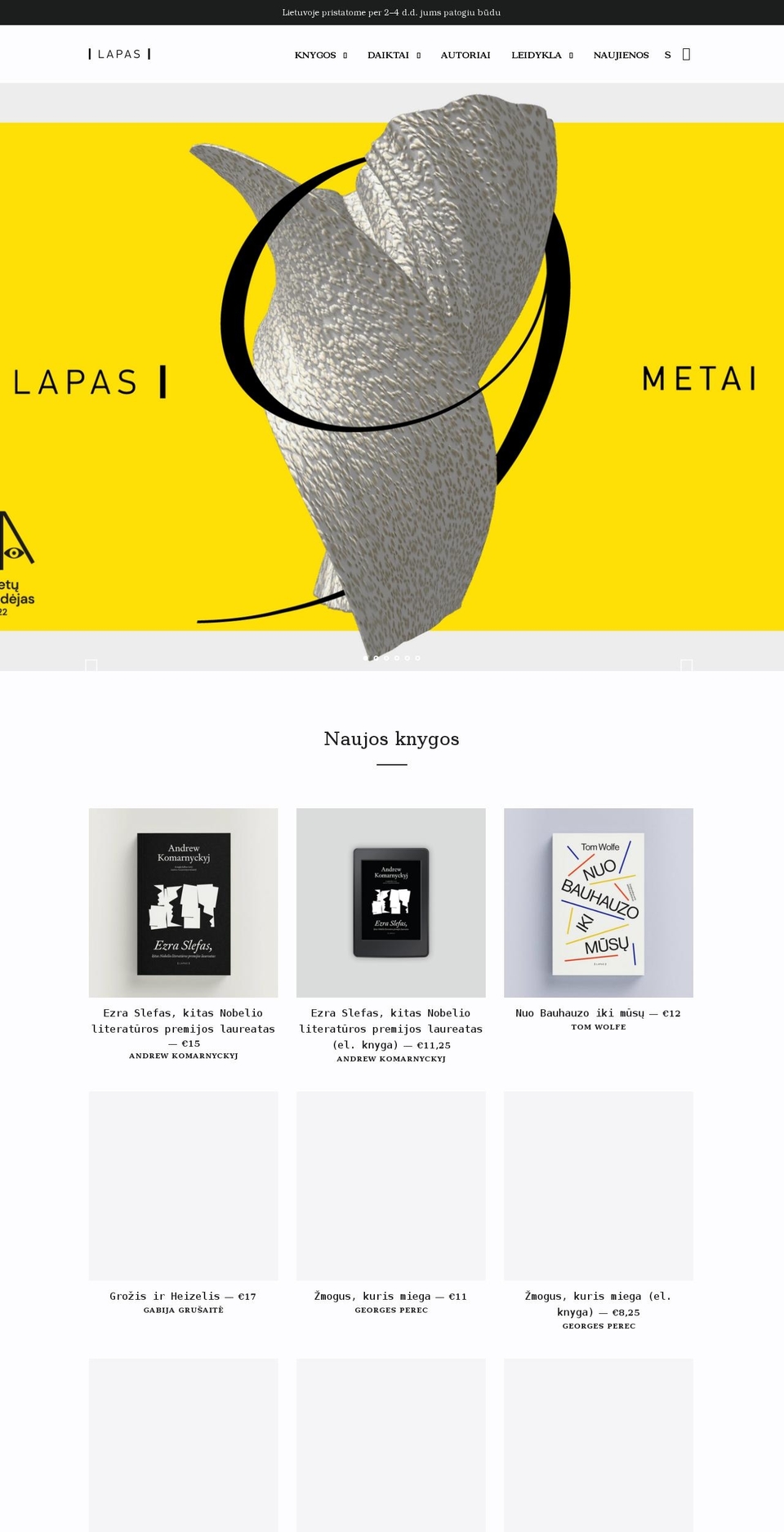 leidyklalapas.lt shopify website screenshot