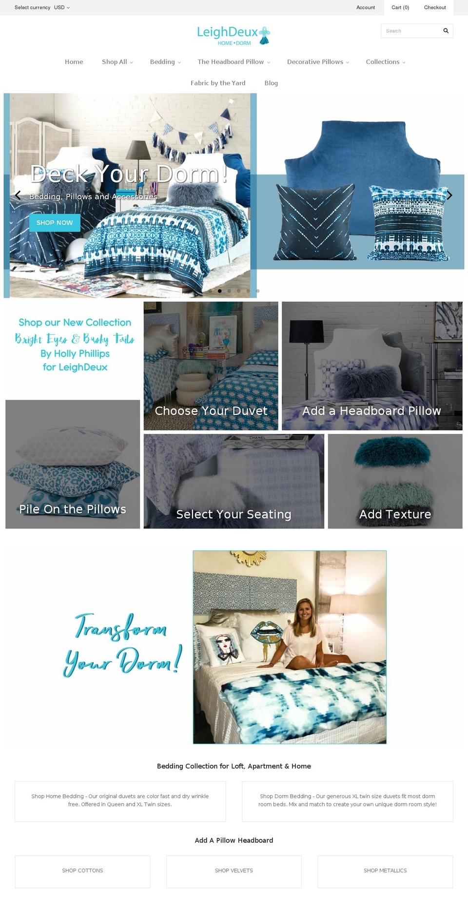 leighdeuxdorm.com shopify website screenshot