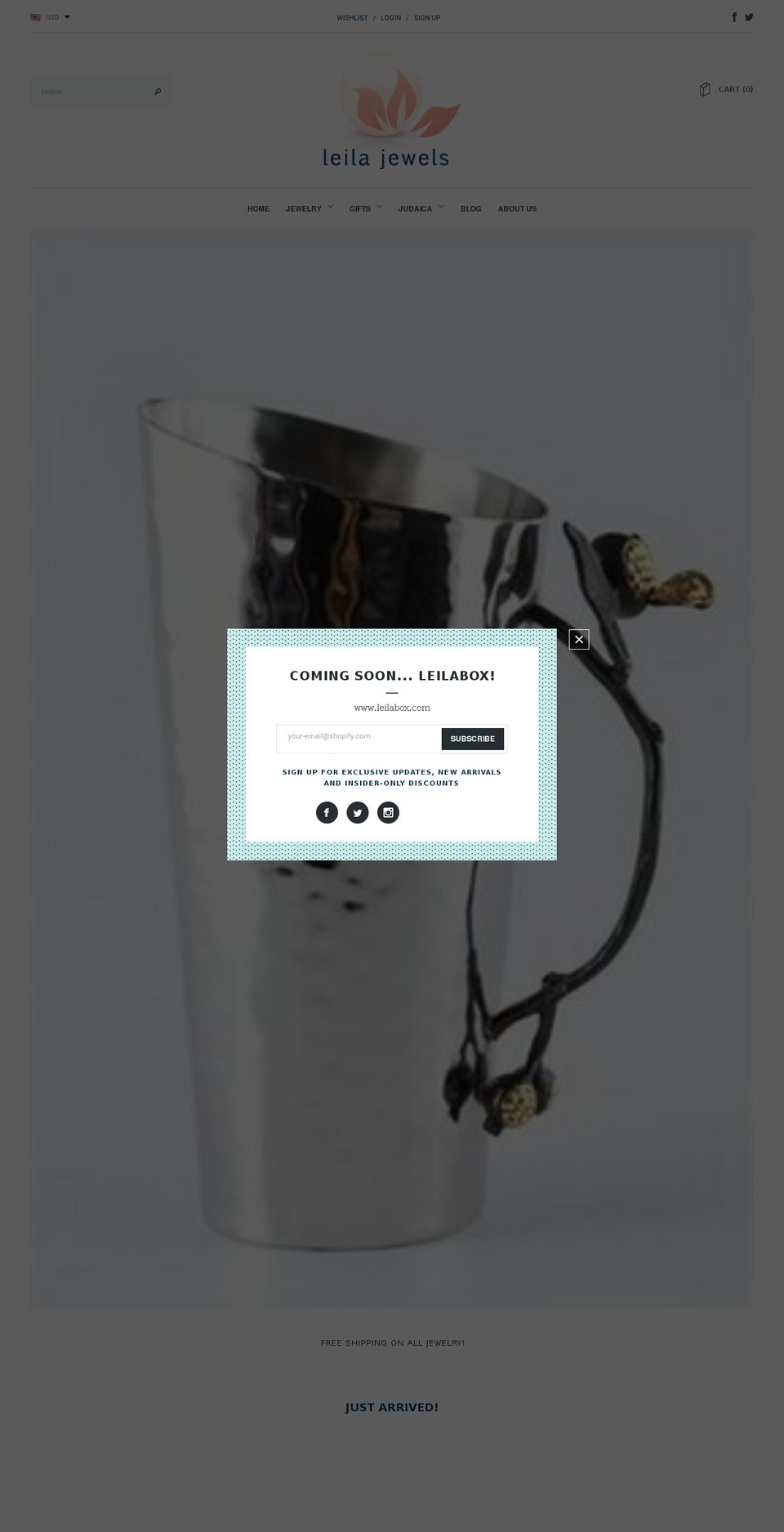 leilajewels.com shopify website screenshot