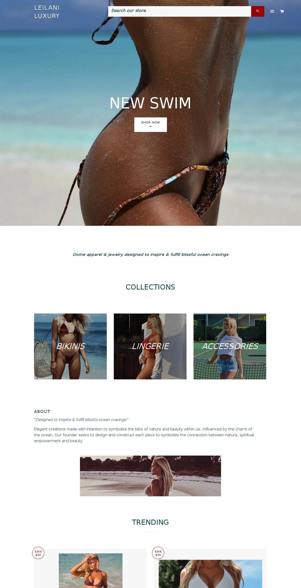 leilaniluxury.com — Shopify storefront screenshot
