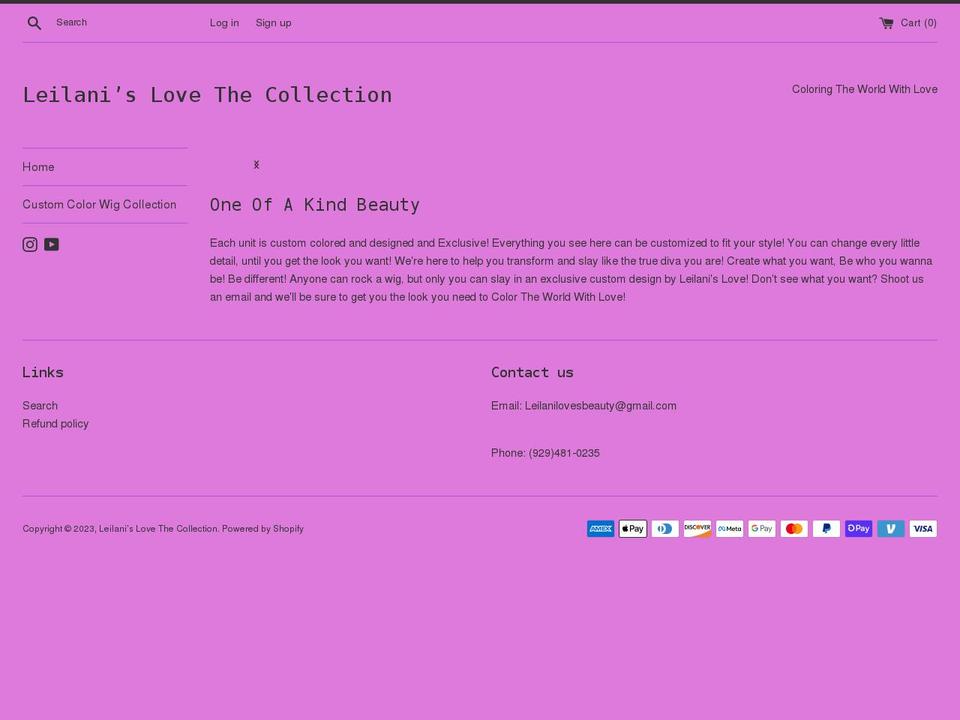 leilanislove.com shopify website screenshot
