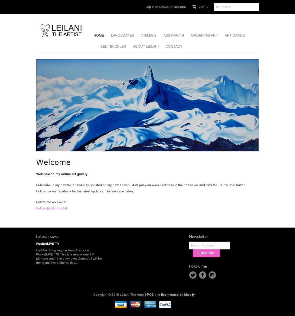leilanitheartist.com — Shopify storefront screenshot