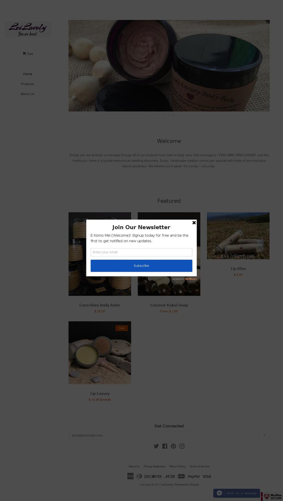 leilovelyhawaii.com shopify website screenshot