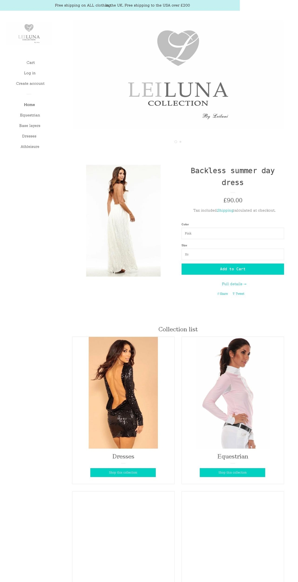 leilunacollection.uk shopify website screenshot