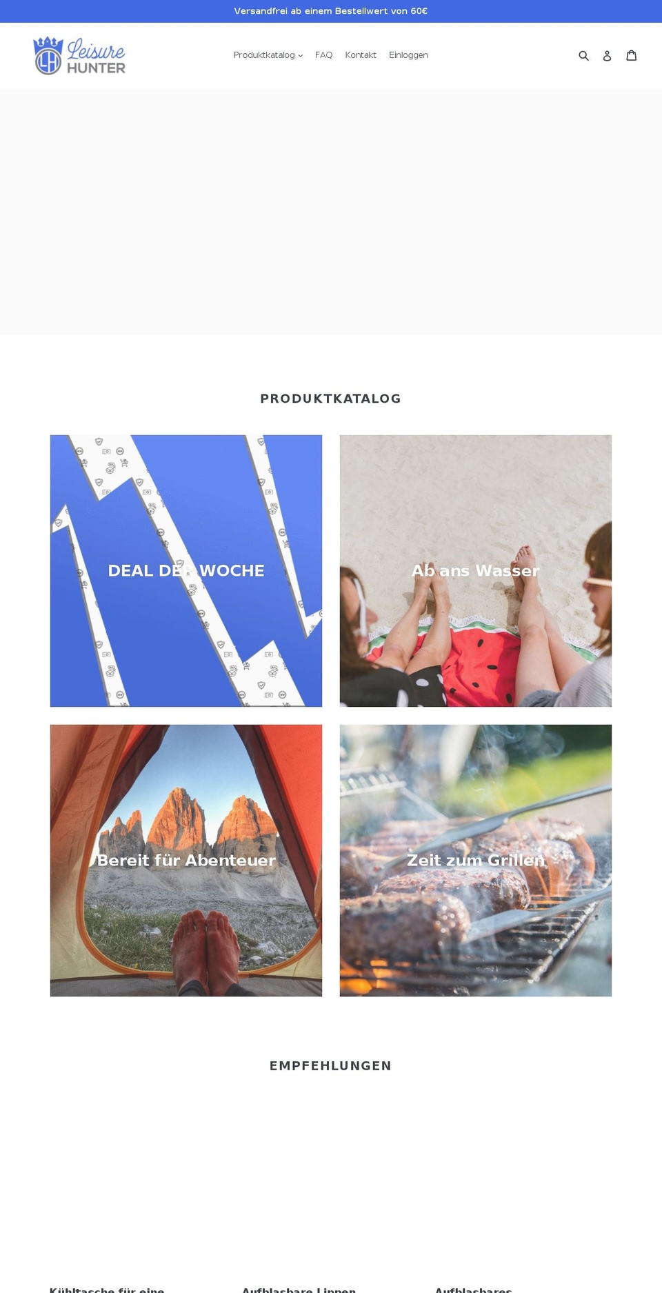 leisure-hunter.com — Shopify storefront screenshot