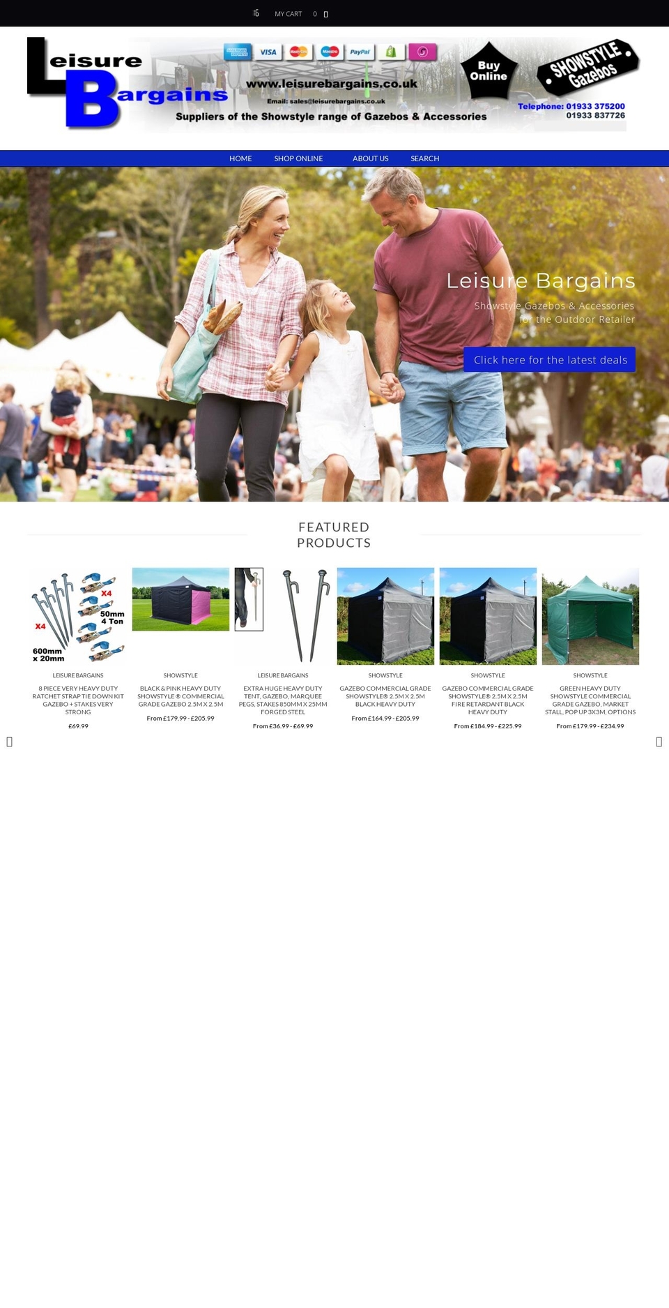 leisurebargains.co.uk shopify website screenshot