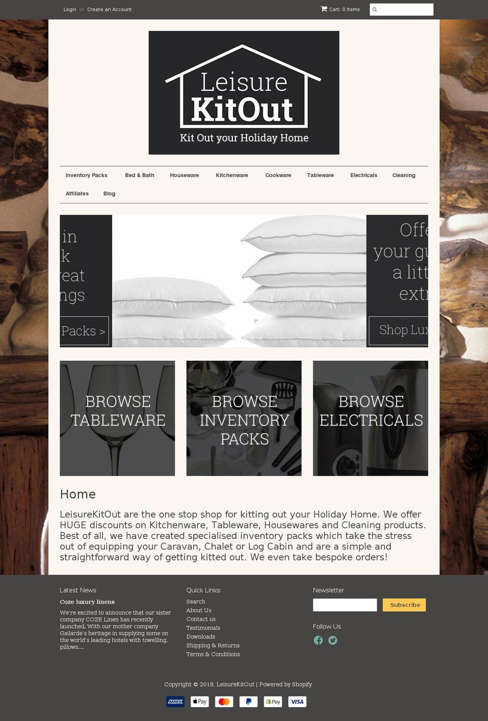 leisurekitout.com — Shopify storefront screenshot