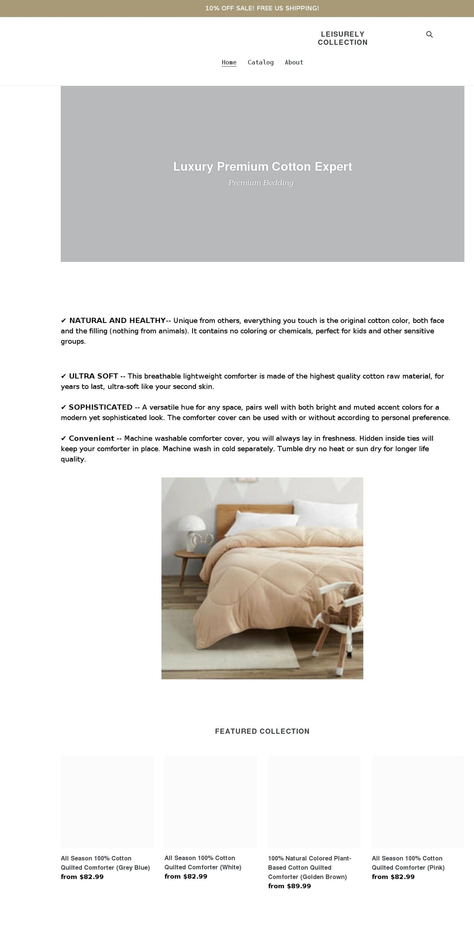 leisurelycollection.com shopify website screenshot