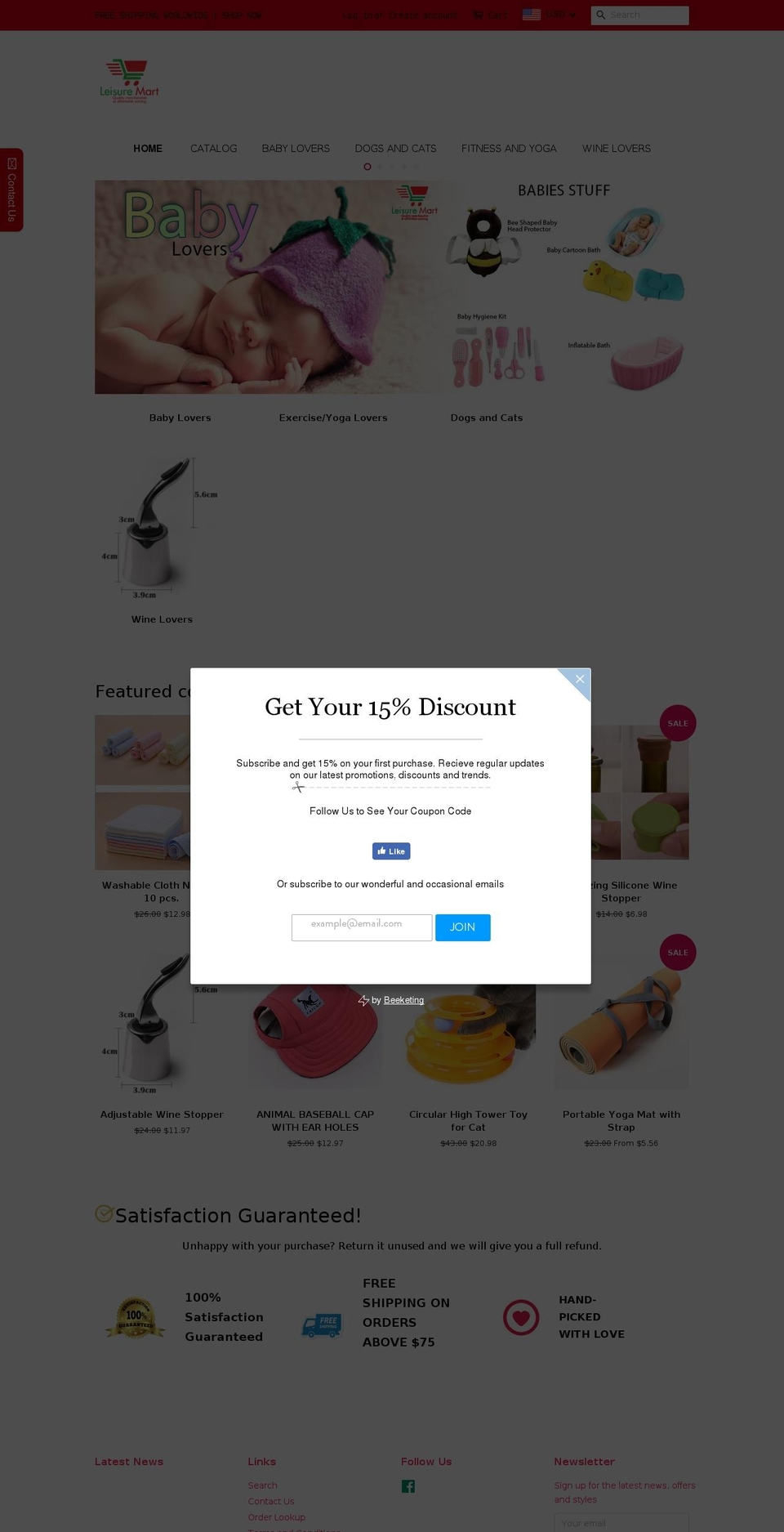 leisuremart.net shopify website screenshot