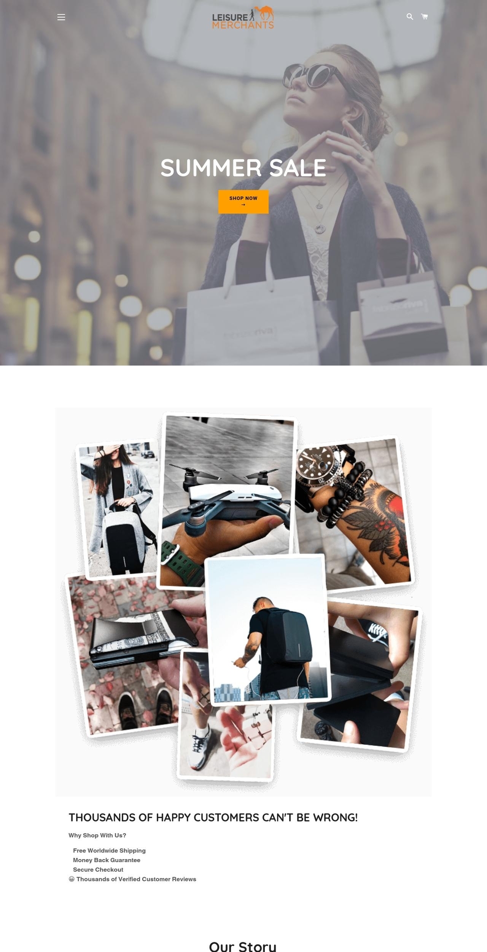 leisuremerchants.com — Shopify storefront screenshot