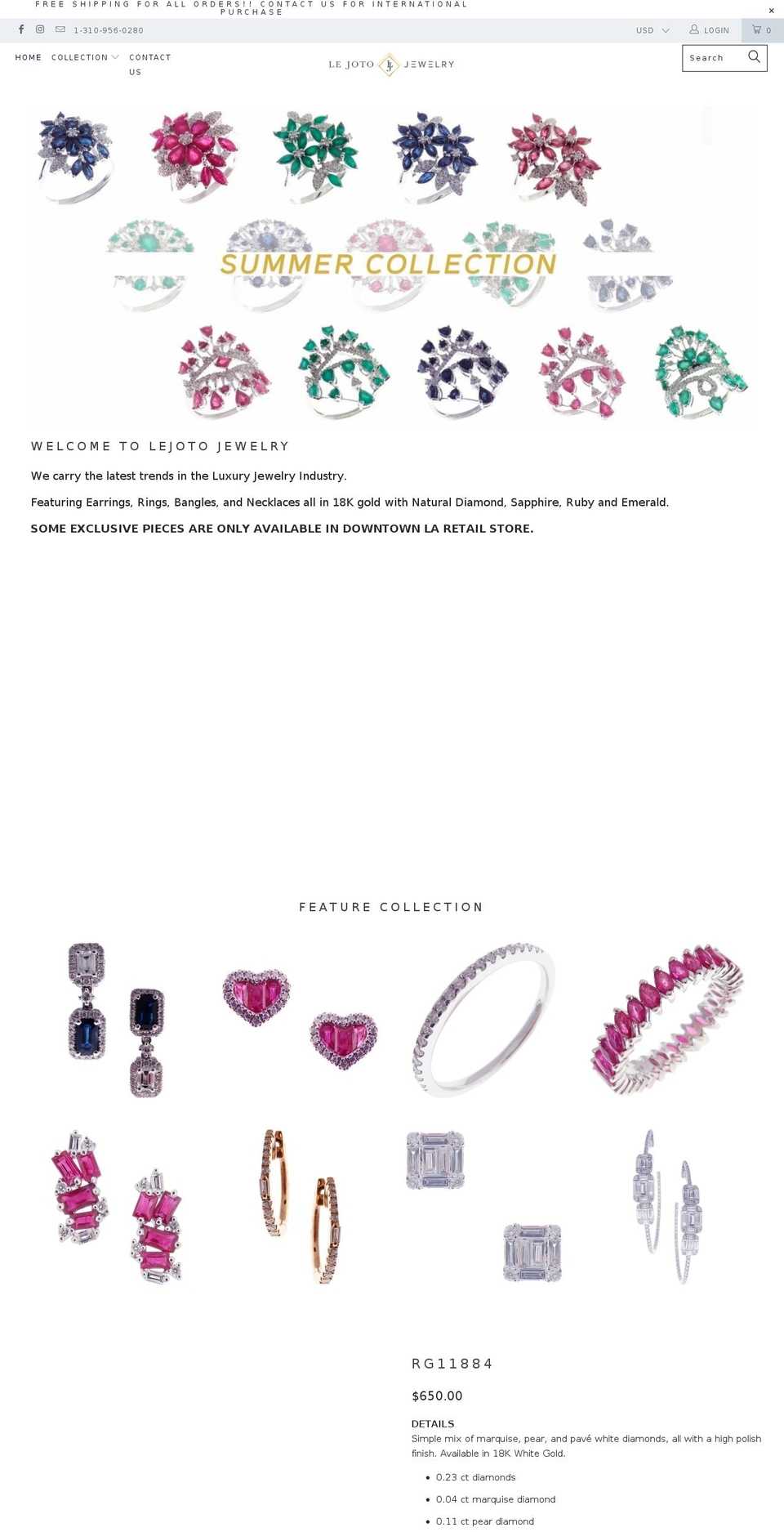 lejotojewelry.com — Shopify storefront screenshot