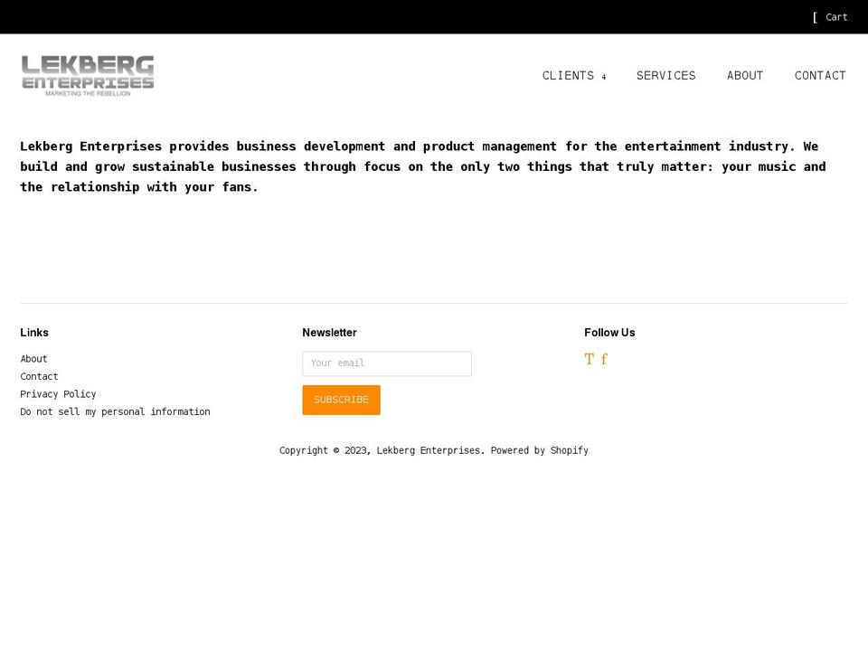 lekbergenterprises.com shopify website screenshot