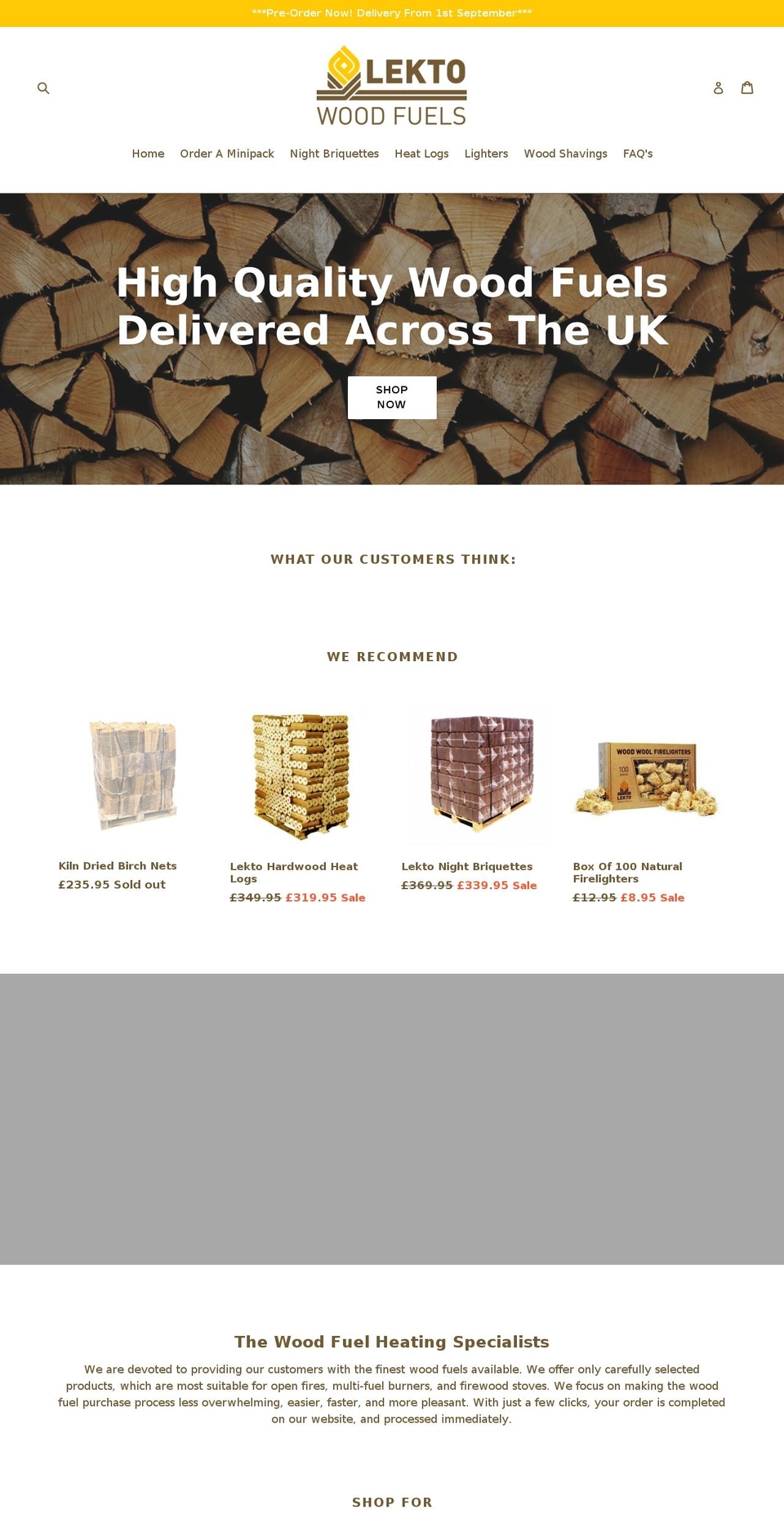 lektowoodfuels.co.uk shopify website screenshot