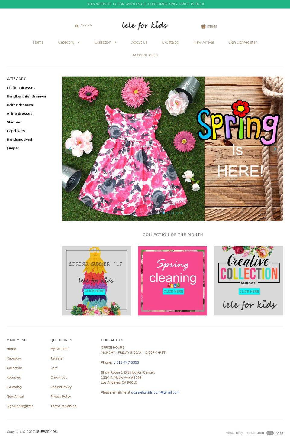 lelewholesale.com shopify website screenshot