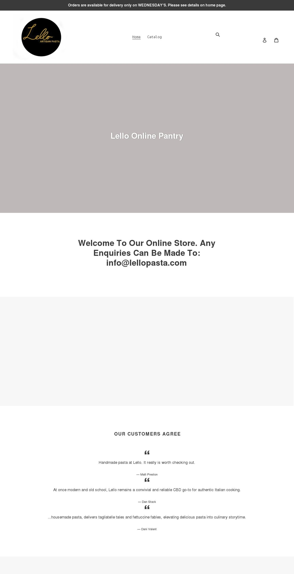 lello-pasta-bar.myshopify.com shopify website screenshot