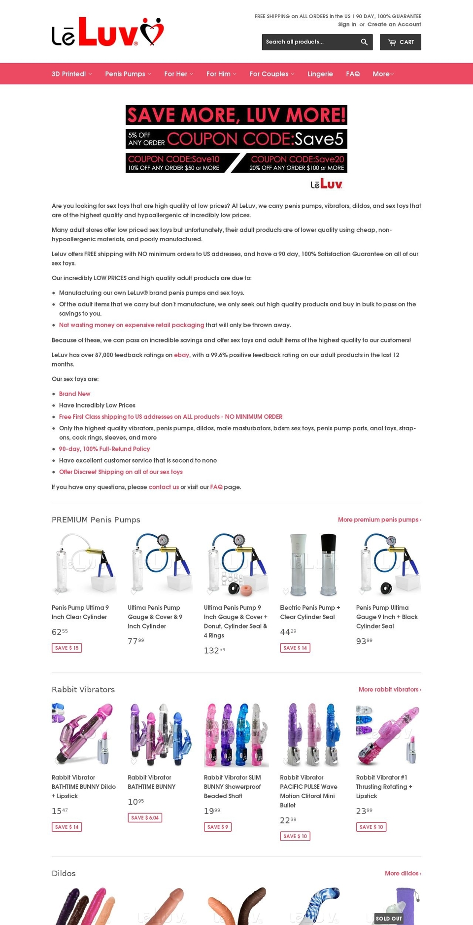 leluvvibrators.com shopify website screenshot