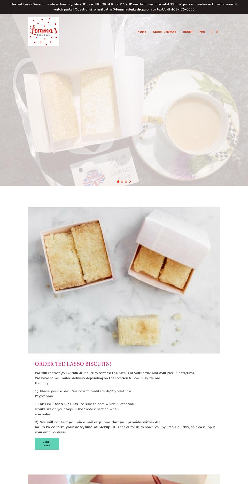 lemmasbakeshop.com — Shopify storefront screenshot