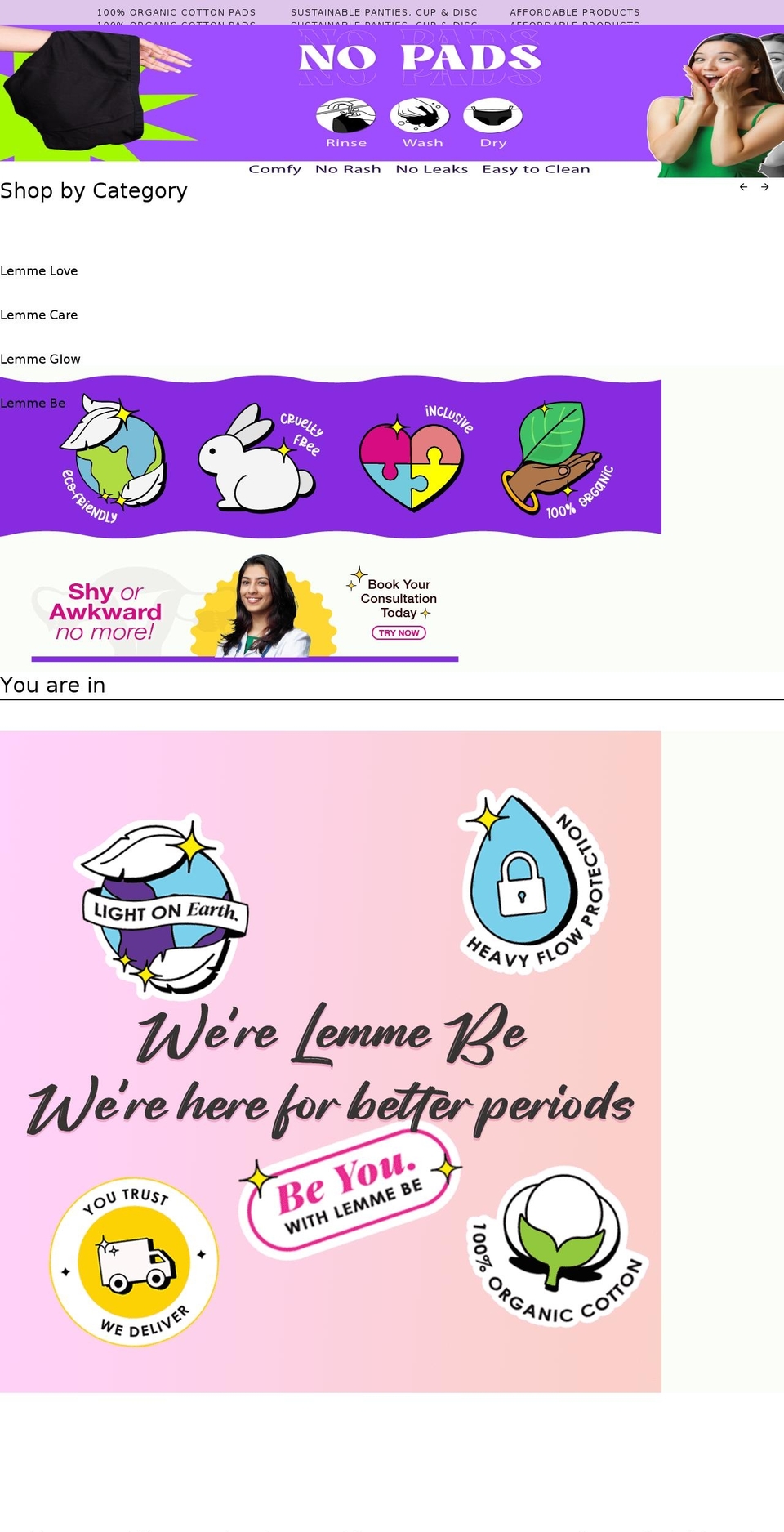 lemmebe.com shopify website screenshot