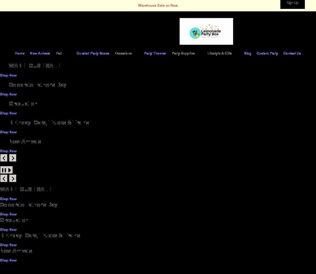 lemonadecelebrations.com shopify website screenshot