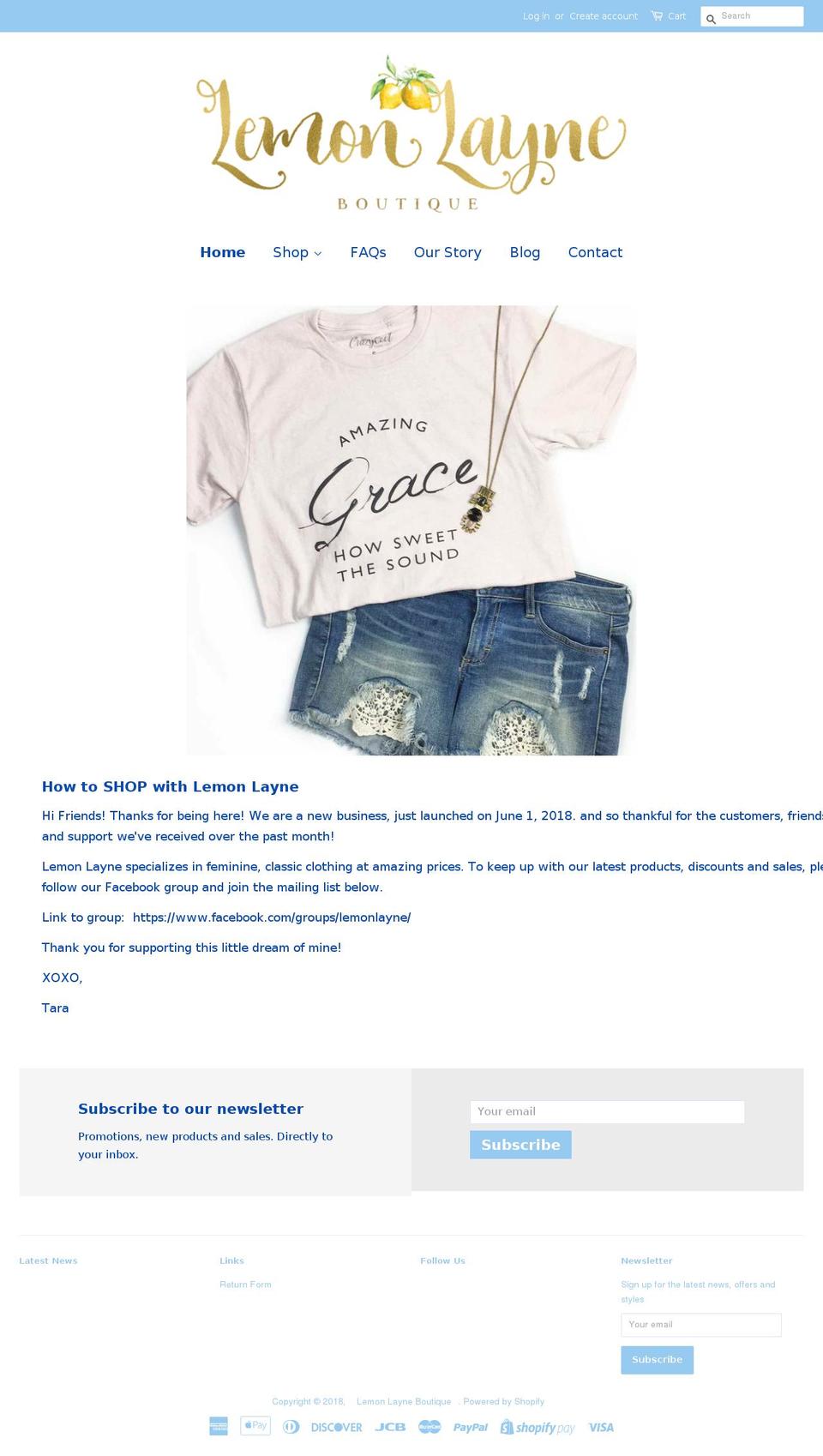 lemonlayne.com — Shopify storefront screenshot