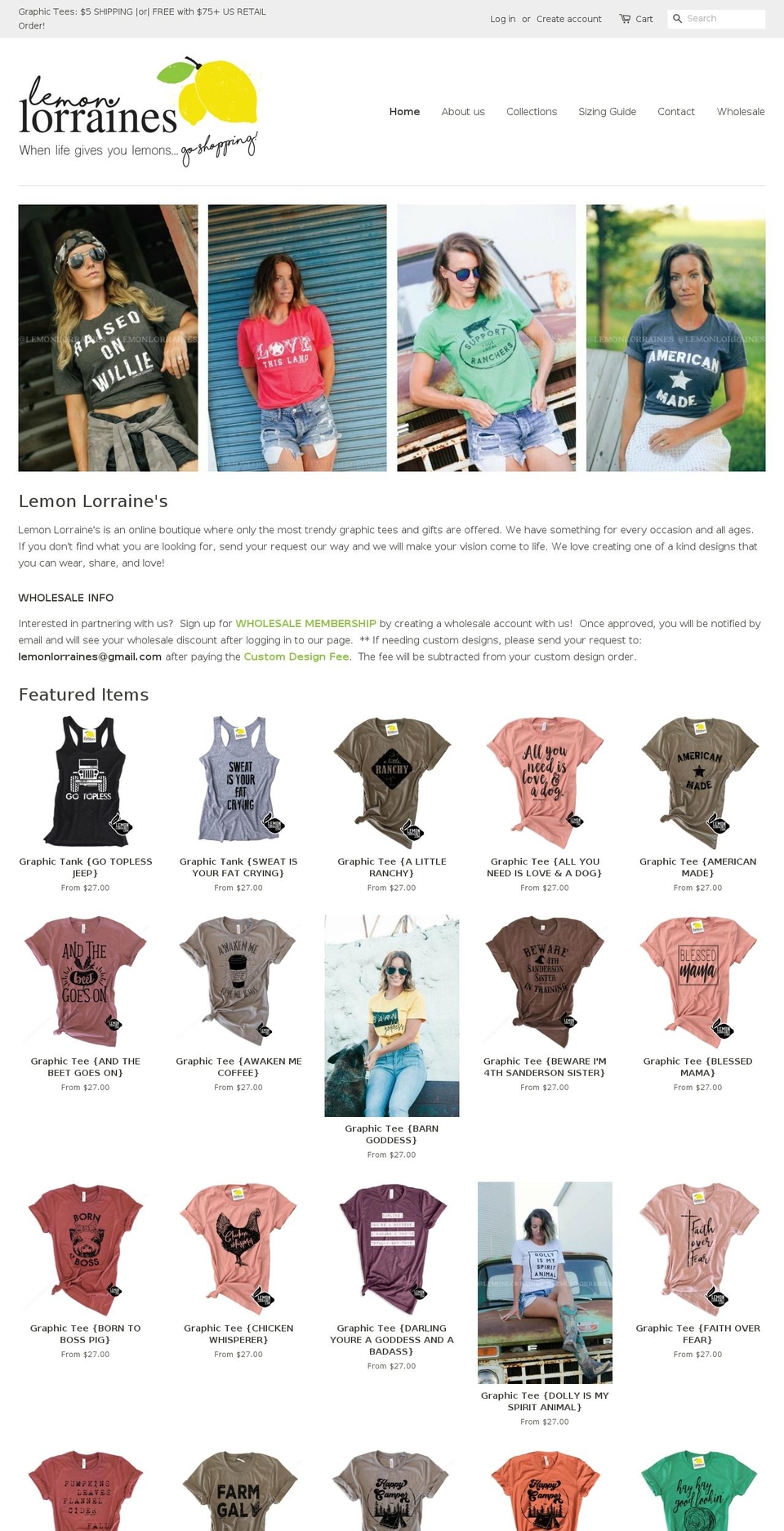lemonlorraines.com shopify website screenshot
