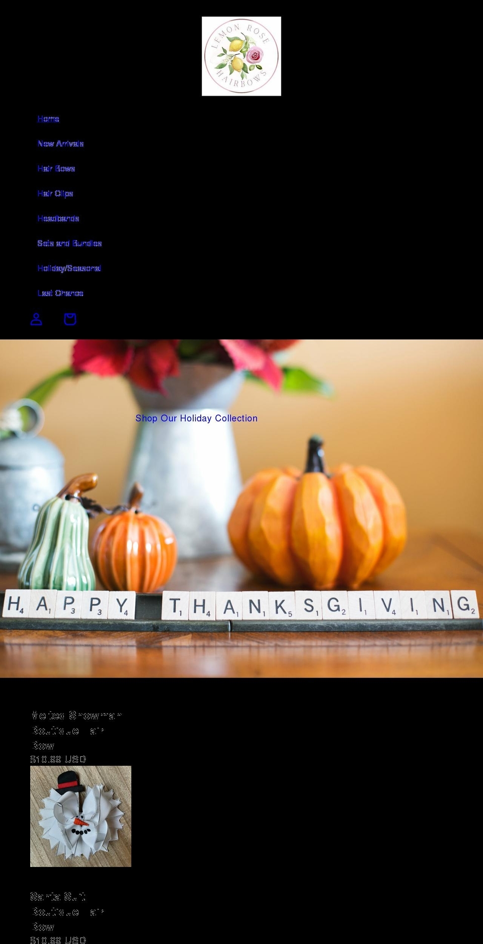 lemonrosebows.com shopify website screenshot