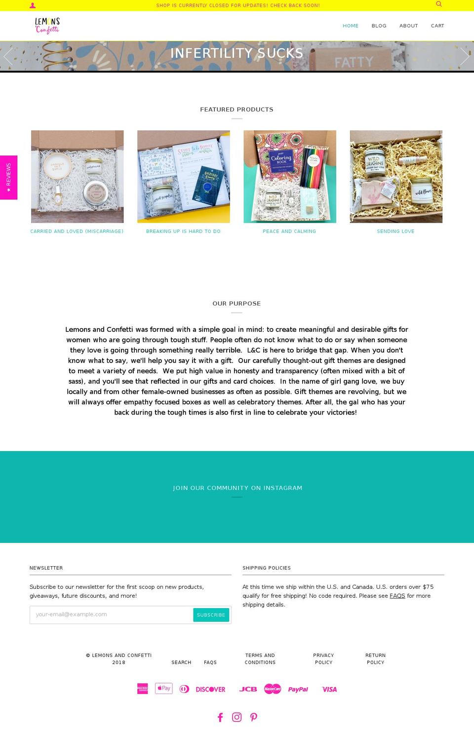 lemonsandconfetti.com — Shopify storefront screenshot