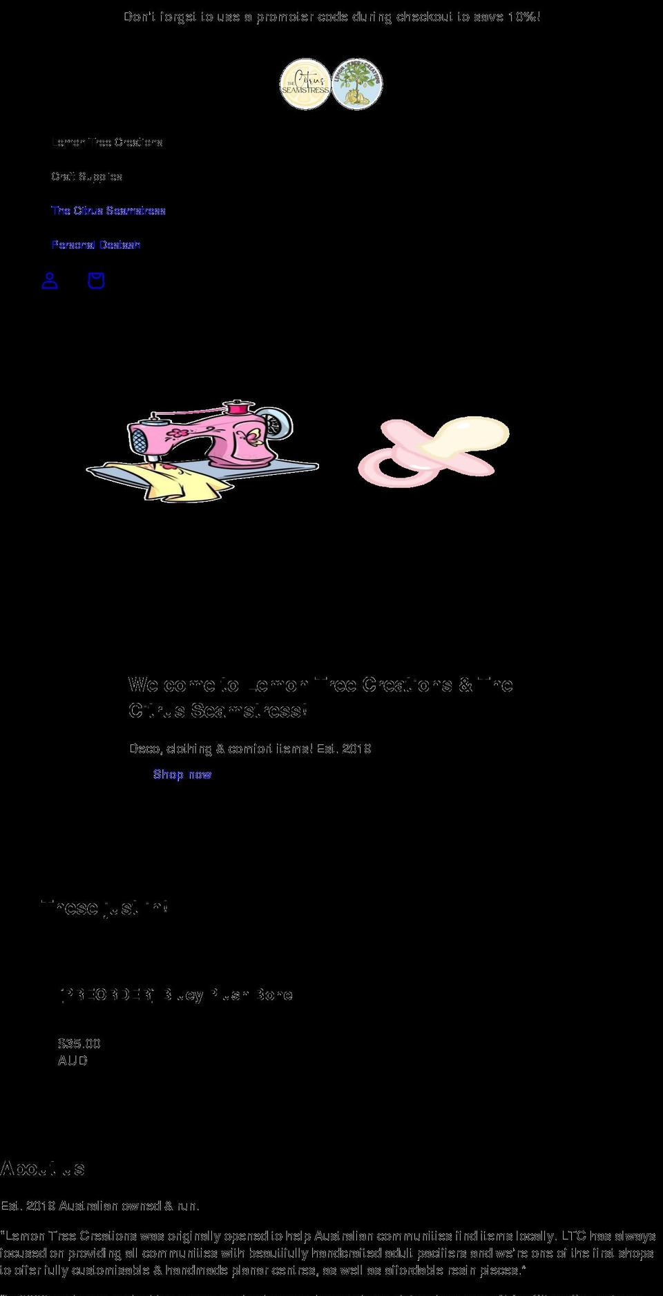 lemontreecreationss.com shopify website screenshot