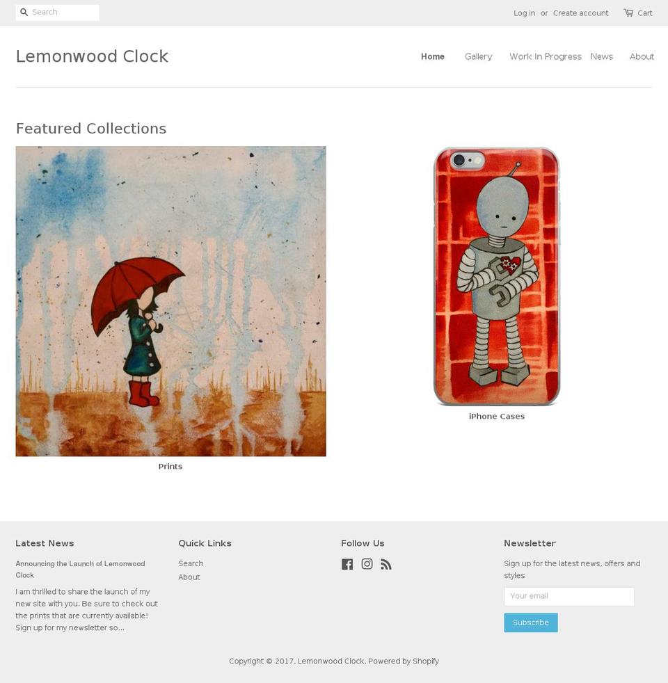 lemonwoodclock.com shopify website screenshot