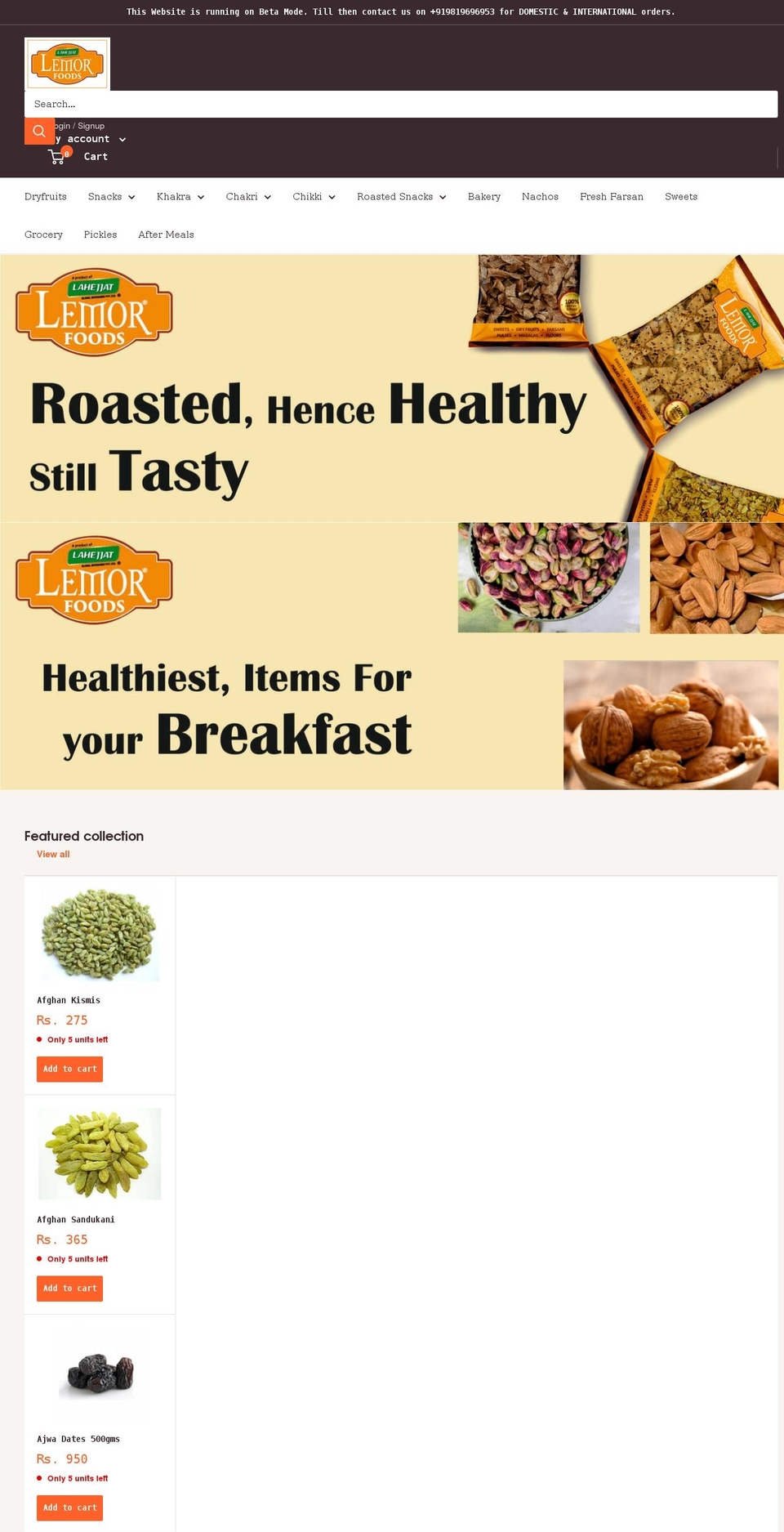 lemorfoods.com shopify website screenshot